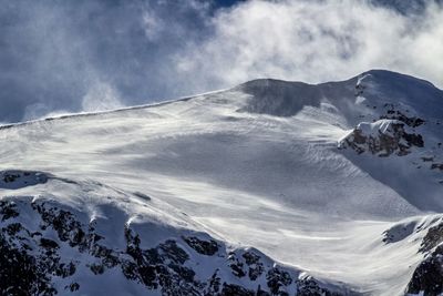 Scenic view of snow covered mountains against sky