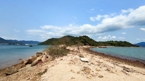 Scenic view of beach against sky