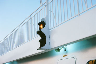 Low angle view of illuminated light on staircase