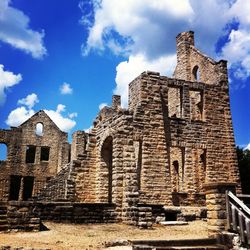 Low angle view of castle against cloudy sky