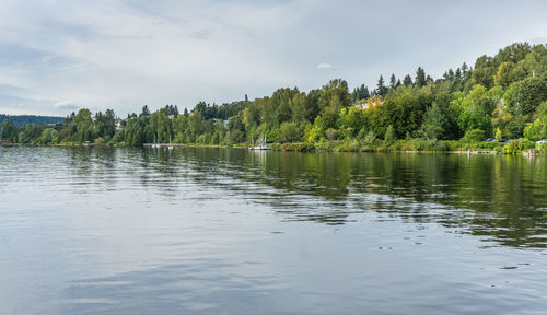 Scenic view of lake against sky