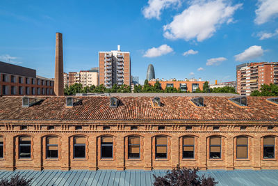 A view of area of poblenou, old industrial district converted into modern neighbourhood in barcelona