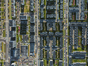 New residential disctrict in vilnius city from above. block flats and cottages. new town.