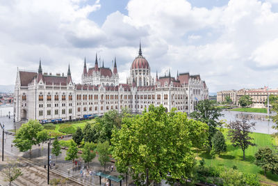 Hungarian parliament building in budapest, hungary - aerial view.