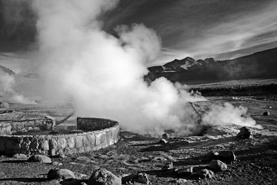 Smoke emitting from rocks