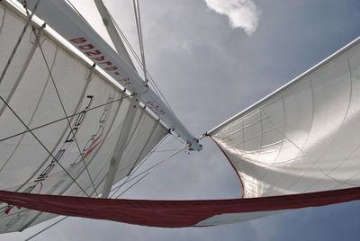 Low angle view of boat against sky