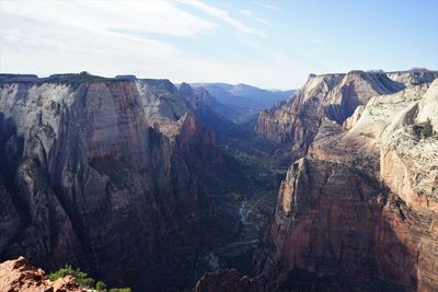 Panoramic view of rocky mountains against sky