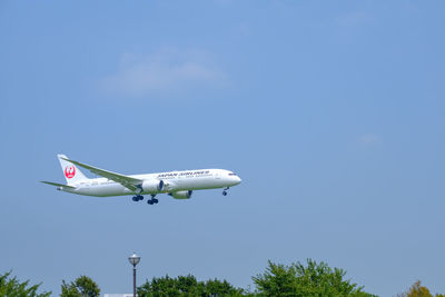 Low angle view of airplane flying in sky