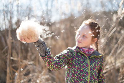 Girl playing outdoors