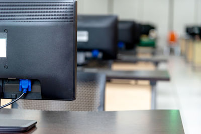 Close-up of computer keyboard on table