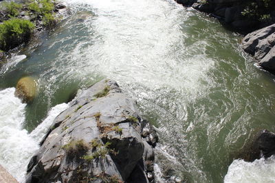 High angle view of waterfall in river