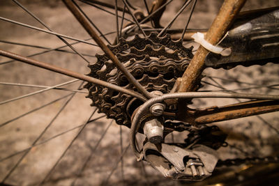 Close-up of rusty bicycle