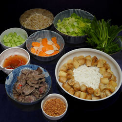 High angle view of food on table