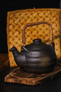 Close-up of teapot on table