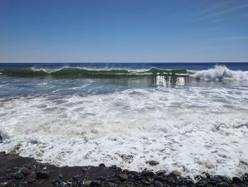 Scenic view of sea against clear sky