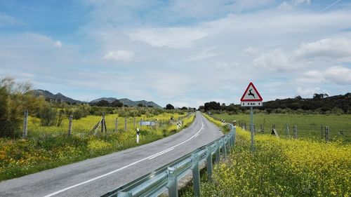 Road amidst field against sky