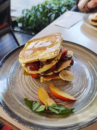 Close-up of pancake in plate