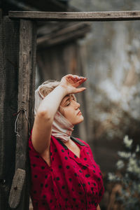 Portrait of young woman looking away