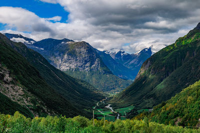 Scenic view of mountains against sky