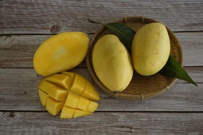 High angle view of fruits on table