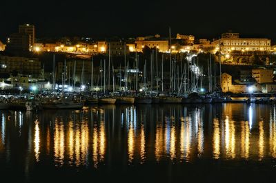 View of illuminated city at night