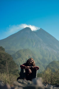 Holiday in kaliadem yogyakarta with view merapi mountain