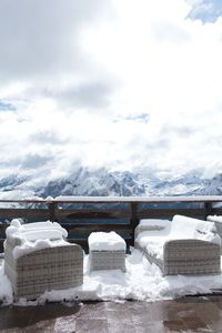Snow covered mountain against sky