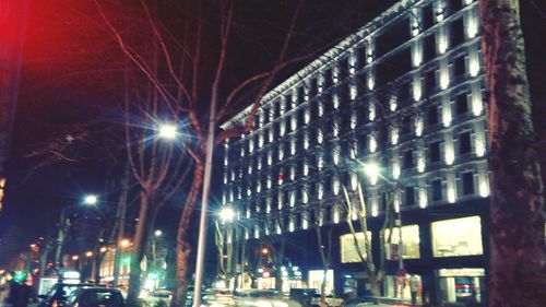 Illuminated street light at night