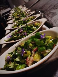 High angle view of salad in bowl