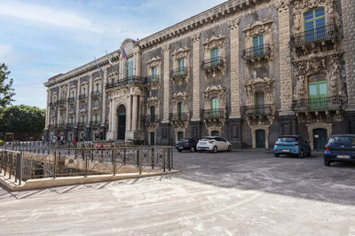 The beautiful facade of the benedectine monastery of catania