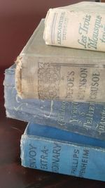 Close-up of books on book