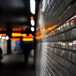 Detail shot of tiled wall in subway