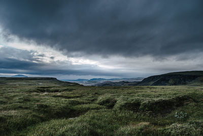 Scenic view of landscape against cloudy sky