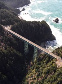 High angle view of bridge over trees