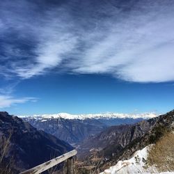 Scenic view of mountains against cloudy sky