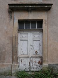 Closed door of building