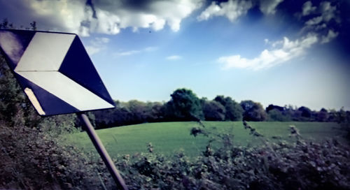 Scenic view of field against cloudy sky