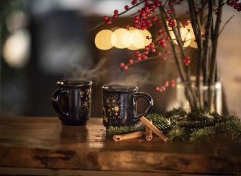 Coffee cup on table