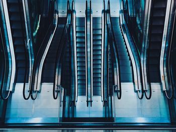 High angle view of escalators