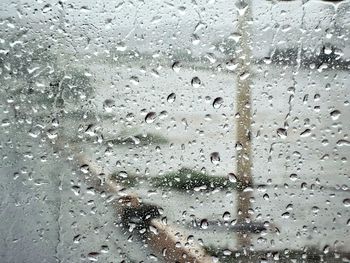 Full frame shot of raindrops on glass window