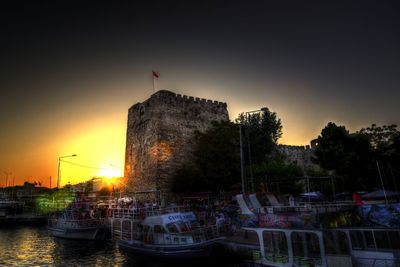 View of buildings at sunset