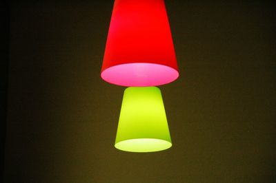 Low angle view of illuminated electric lamp