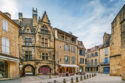 Low angle view of buildings against sky