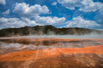 Grand prismatic spring in yellowstone national park, montana