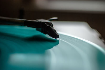 Close-up of record player needle