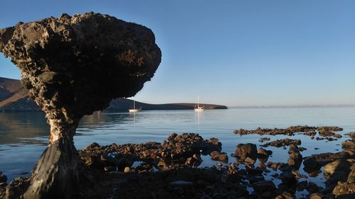 Scenic view of sea against clear sky