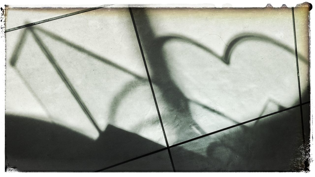 high angle view, pattern, creativity, art, art and craft, close-up, textured, tiled floor, shadow, shape, design, flooring, full frame, indoors, white color, day, backgrounds, tile, no people, sunlight