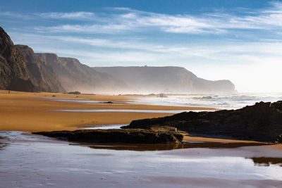 Scenic view of beach against sky