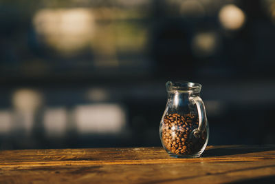 Close-up of jar on table