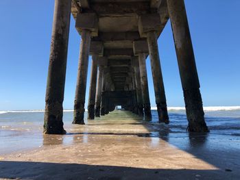 Pier over sea against clear sky